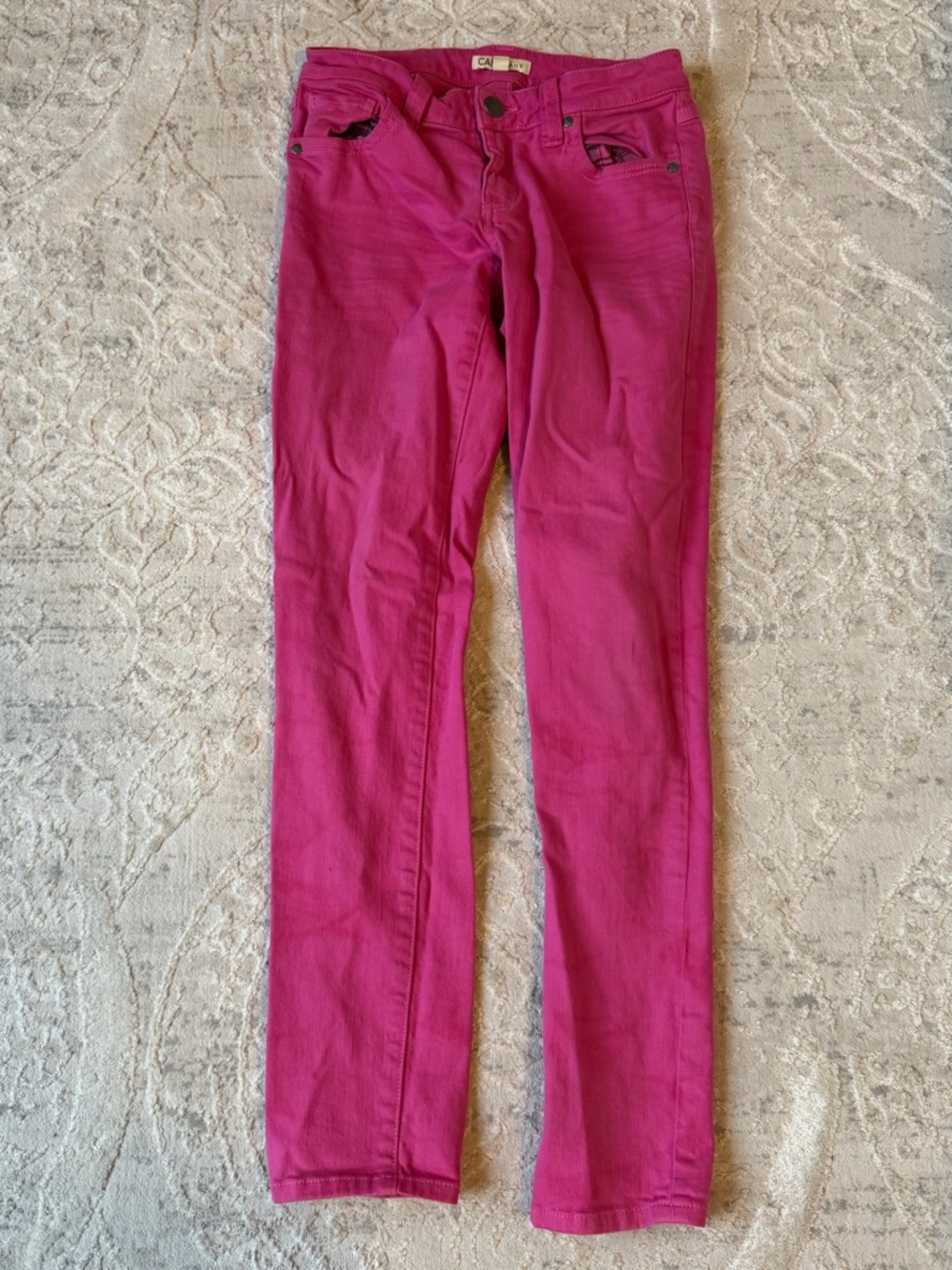 CAbi Women's Straight Leg Jeans in Hot Pink-2